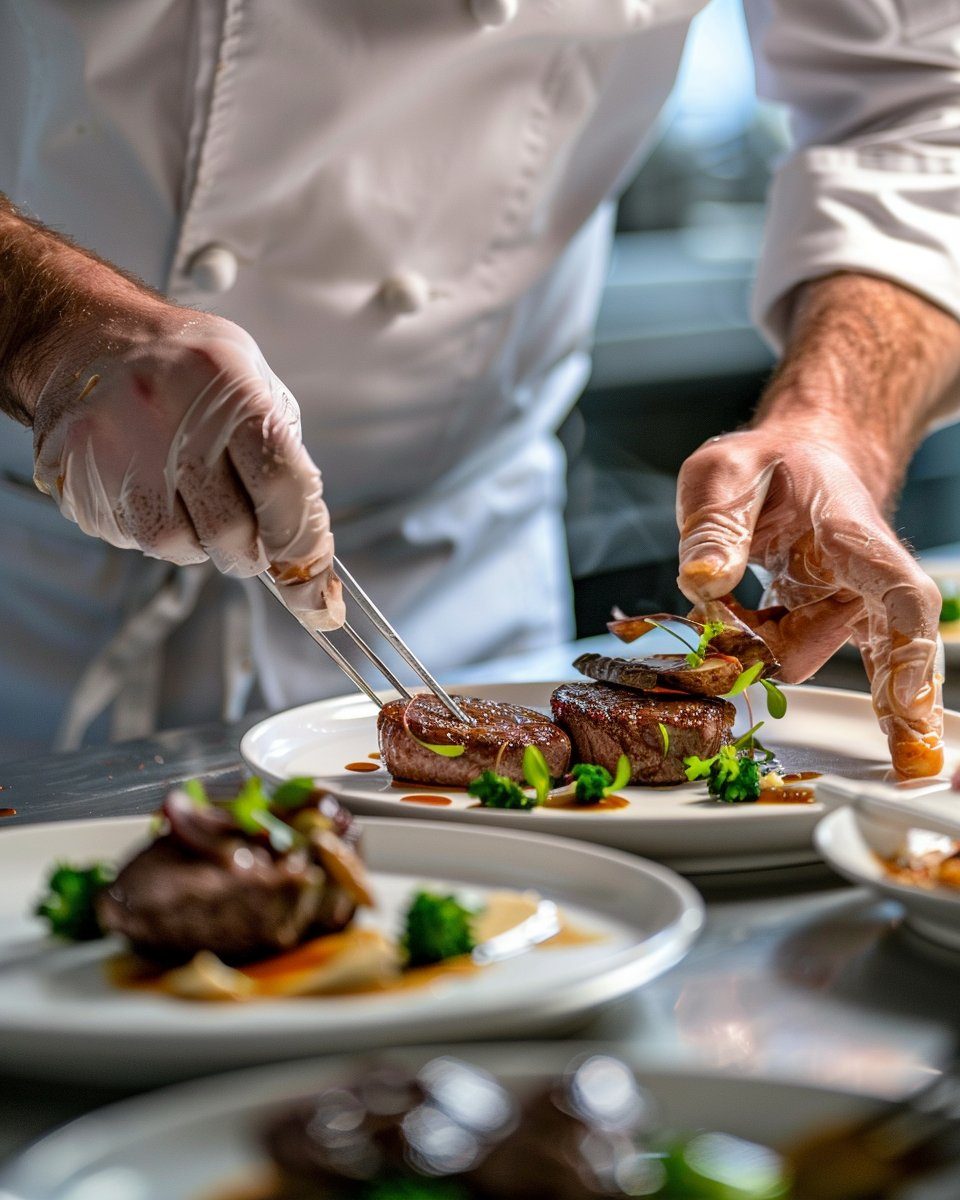 Chef beim Anrichten
