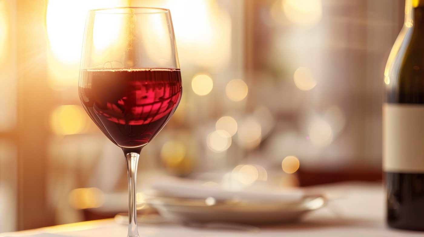 Bordeaux im Glas im warmen Abendlicht